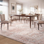 AMOAMI 4x6 Soft Vintage Area Rug - Non-Slip Washable Rug for Living Room, Bedroom, Dining Room, Office - Pink
