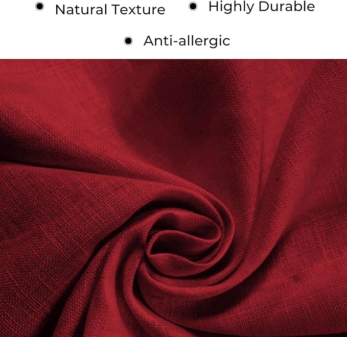D'Moksha Homes Red Linen Table Runner 90 Inches Long - 100% Pure Linen Diamond Table Runner 14 x 90 Inch for Dining, Fall and Halloween - Machine Washable