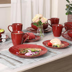 vicrays Coffee Mug Set, 12 Ounce, Set of 6, Ceramic Mug for Men, Women, Unique Glazed Mugs with Handle for Coffee, Tea, Milk, Cocoa, Cereal(Cherry Red)