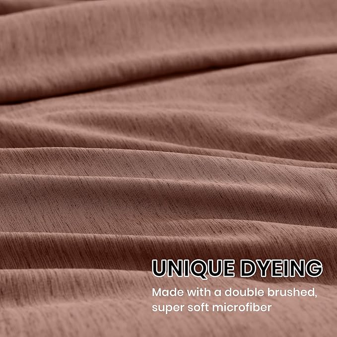 Monbix Queen Comforter Set - 7 Pieces Cationic Dyeing Terracotta Bed in a Bag Queen Bedding Sets with Comforter, Sheets, Pillowcases & Shams, Reversible Bedding Comforters Sets