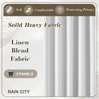 RAIN CITY Snow White Large Curtains 70 x 96 inch for Living Room Sliding Door 2 Panel Sets Back Tab Room Divider Pleated Linen Track Drapes for Bedroom Dining Room Farm House Cottage 8 Feet Long