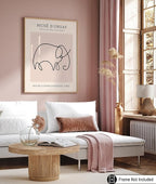 Poster Master Vintage Poster - Retro One Line Elephant Drawing Print - Elephant Art - Minimal Gift for Men, Women, Animal Lover - Abstract Wall Decor for Home, Office, 18x24 Unframed Wall Art