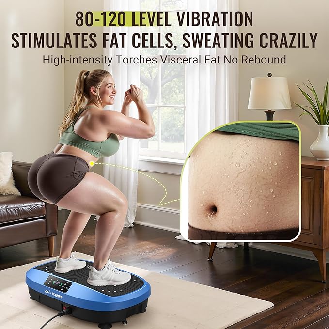FLYBIRD Vibration Plate Exercise Machine, 120 Adjustable Speed High Intensity Vibration for Muscle Toning Weight Loss Lymphatic Drainage, Full Body Workout Vibration Plate Ideal for Fitness & Recovery