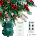 2 Pack Lighted Artificial Christmas Urn Filler, Battery Operated Pre-lit Xmas Pine Trees, Tripod Stake and 60 LED Lights, Holiday Porch Decorations for Porch, Yard, Garden, Flower Beds（Multicolor）