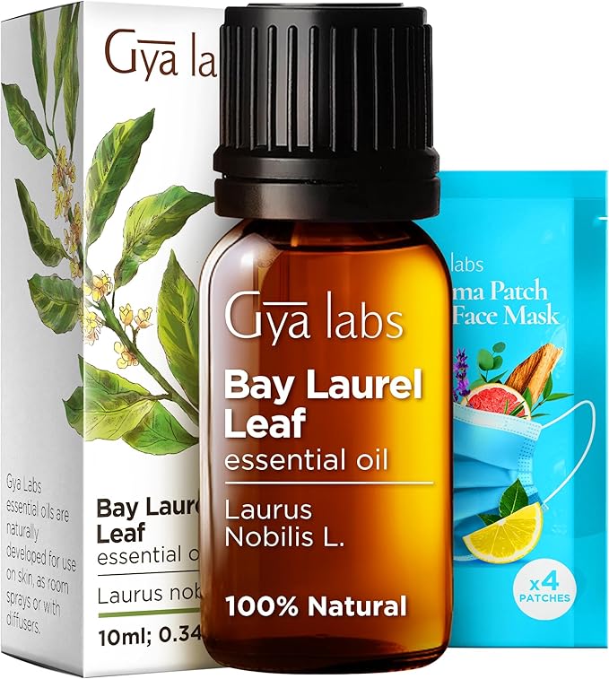 Gya Labs Bay Leaf Essential Oil for Diffuser - 0.34 Fl Oz - 100% Natural Bay Laurel Oil for Hair, Skin & Candle Making Scent