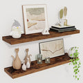 Fun Memories Floating Shelves for Wall, 27.5" Rustic Wood Deep Wall Mounted Shelves with Invisible Brackets for Decor & Storage, Floating Shelf for Living Room, Bathroom (Rustic Brown, Set of 2)
