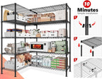 REIBII 5-Tier Heavy Duty Metal Wire Shelves, Industrial Style, 61.7"W x 72.4"H x 15.8"D, 1500 LBS Capacity, Adjustable, Rust Resistant, 2 Pack