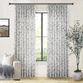 Pinch Pleated Floral Linen Curtains 2 Panels Elegant Light Filtering Privacy Drape,60 Inch Wide by 96 Inch Long Curtains Suitable for Living Rooms and Bedrooms