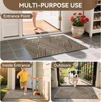 Front Door Mat Outside Entrance, Non Slip Rubber Backing, Trap Dirt and Moisture, Easy Clean Low Profile Welcome Floor Mats for Patio Porch Indoor Outdoor Entry Mat, 31x47 Inch, Brown