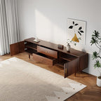Mid Century Modern TV Stand for 75 inch TV, 70.9" Walnut TV Console with 2 Storage Cabinet & 2 Drawers, Entertainment Center, Media Console for Living Room/Bedroom
