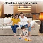 118" 3-Seater Cloud Sofa,Modular Sectional Couch,Modern Deep Seat Upholstered Couches with Plush Corduroy Fabric for Living Room Furniture,Bedroom and Apartment,No Assembly Required,White