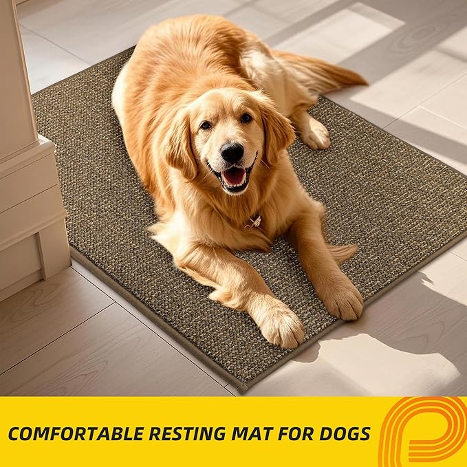 JSEI Dirt Trapper Door Mat 20"x32" Non-Slip Washable Entrance Mat, Dog Doormats, Absorbent & Fade-Resistant Floor Mats, Low Profile Welcome Mats for Entryway, Front Door, and Inside Entrance, Brown