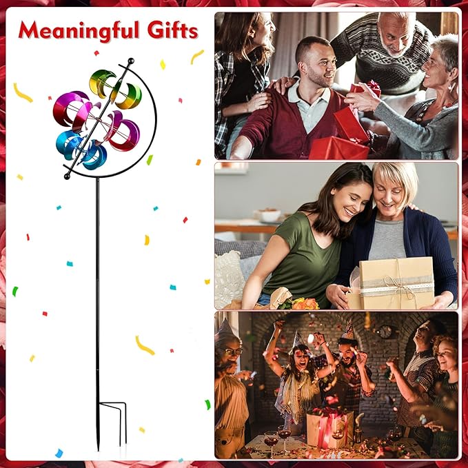 Wind Spinner for Garden and Yard - Large Metal Kinetic Wind Sculpture for Outdoor Decor (Moons)