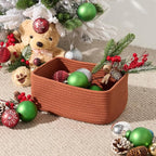 Small Storage Baskets for Organizing | Closet Organizer Bins | Shelf Toy Basket | Woven Rope Baskets | Cube Decorative Box | Shallow Basket | 11.5x7.5x4.7” | 4 Packs Oxide Red