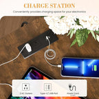 Apicizon Farmhouse End Table with Charging Station and Storage