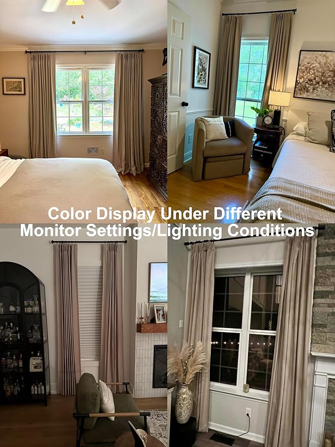 Vision Home Sand Pinch Pleated Full Blackout Curtains Linen Blended Room Darkening Window Curtains 108 inch for Living Room Bedroom Thermal Insulated Pinch Pleat Drapes with Hooks 60" Wx108 Lx1