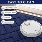 hicorfe Indoor Doormat,Front Back Door Mat Rubber Backing Non Slip Door Mats 24"x35" Absorbent Resist Dirt Entrance Doormat Inside Floor Mats for Entryway Washable Low-Profile (Navy Blue)