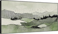 SIGNWIN 36"x60" Extra Large Framed Wall Art Green Line Art Mountain Landscape Illustration for Home Living Room Bedroom Decor (Frame Assembly Required)