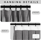 Macochico Pinch Pleated 100% Blackout Curtains Gray Linen Curtains for Bedroom Living Room Farmhouse Thermal Insulated Window Panels Pleated Curtains with Hooks and Tieback 52”Wx72”L 1 Panel