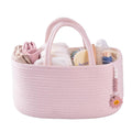 Baby Diaper Caddy Organizer for Girl Boy Rope Nursery Storage Bin Basket Portable Holder Tote Bag for Changing Table Car Travel Baby Shower Gifts Newborn Essentials Registry Must Have Items Pink