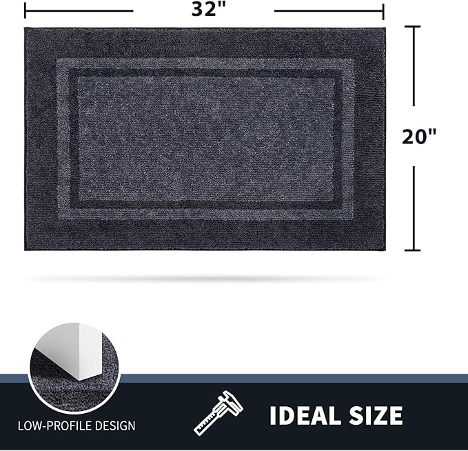 PURRUGS Dirt Trapping Door Mat 20" x 32", Non-Slip/Skid Machine Washable Entryway Rug, Shoes Scraper, Area Rug, Super Absorbent Welcome Mat for Muddy Wet Shoes and Paws, Bluish Grey & Charcoal