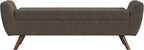 HomePop Modern Storage Bench with Wood Legs Home Décor|Bench with Storage for Living Room & Bedroom - Dark Brown Boucle