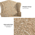 Accent Chair, High Back Upholstered Armchair with High Resilience Sponge & Wood Legs, Mid-Century Modern Comfy Single Sofa Reading Chairs for Living Room, Bedroom (Floral Light Brown, Set of 1)