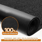 Mibao Dirt Trapper Door Mat for Indoor Outdoor, Waterproof All-Season, All-Weather Doormat, Heavy Duty Non-Slip Entrance Rug, Low Profile Absorbent Entrance Mat Carpet, 32" x 20", Black