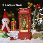 House & Garden Decoration,Christmas Lantern with 8 Pieces of Music,Sparkling Crystal Keep Circling Around The Snowman Families Music Box as a (Christmas Child)