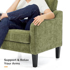 VINGLI Accent Chairs Set of 2 Living Room Chairs Olive Green Reading Chair for Bedroom Scooped Arm Chair Mid Century Modern Accent Chairs Upholstered Comfy Chair for Apartment, Waiting Room
