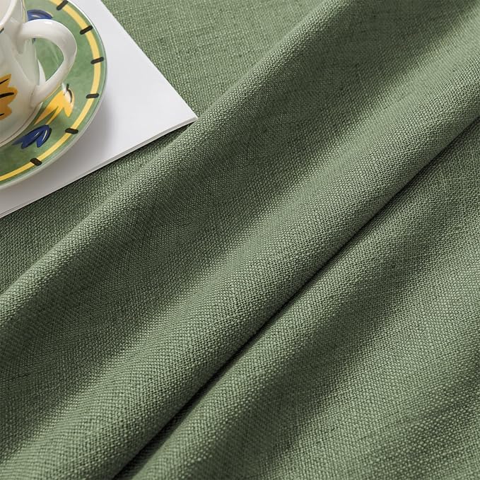 Joydeco Linen Curtains 96 Inch Length 2 Panel Sets,Light Filtering Curtains for Bedroom 52 Inch Wide Living Room Drapes with Back Tabs & Rod Pockets (W52 x L96 Inch, Loden)