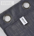 MIUCO Semi Sheer Curtains Poly Linen Textured Solid Grommet Curtains 84 Inches Long for French Doors 2 Panels (2 x 37 Wide x 84" Long) Charcoal Grey