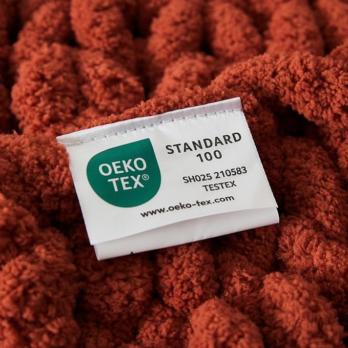 WESHIONGOO Chunky Knit Blanket Throw Knitted Throw Blankets for Couch Bed Fluffy Soft Blanket with Jumbo Chenille Yarn Thick 100% Handmade(Rust, 50"×60")