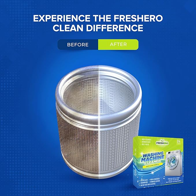 Washing Machine Cleaner Tablets – 25-Pack Deep Cleaning for Front Loader, Top Load & HE Washers – Helps Remove Odor-Causing Residues, Pet Hair & Hard Water Buildup – Septic Safe