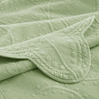 MarCielo 3-Piece 100% Cotton Oversized Bedspread Lightweight Quilt Coverlet Embroidery Farmhouse Bedding Set (TX Pale Green, Oversized Queen (100"x106"))