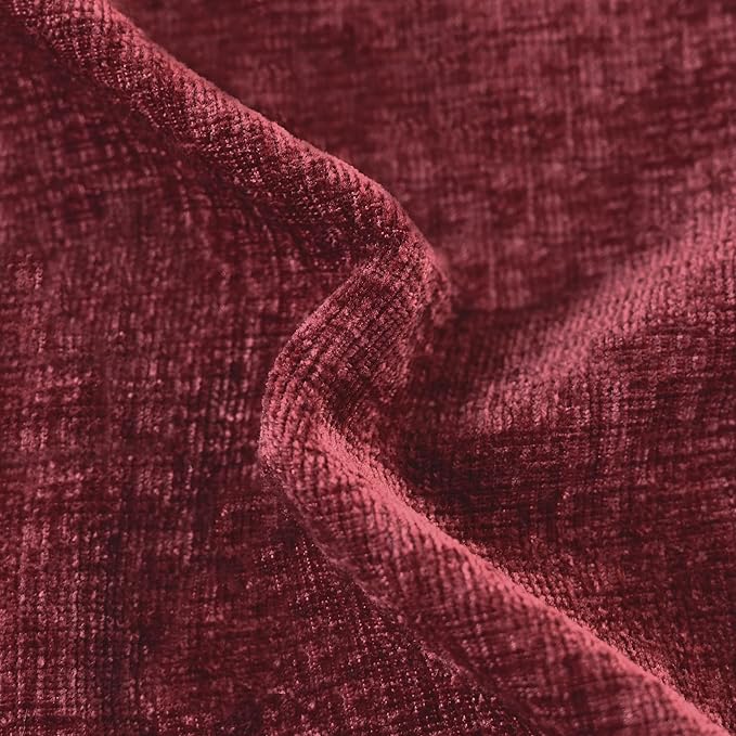CaliTime Throw Pillow Covers Decorative 16 X 16 Inches Pack of 2 Cozy Chenille Cushion Cases for Couch Sofa Bed Living Room Home Burgundy