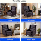 Softa Recliner Chair for Adults, Mid Century Wingback Pushback Accent Chair with Rivet Decoration, Tufted Upholstered Single Sofa Armchair for Living Room, Bedroom, Study (PU, Brown)