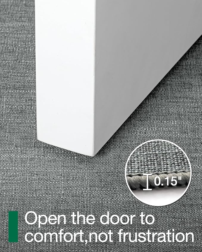 LUMI Ultra Thin Door Mat for Entryway, Low Profile Non Slip Rubber Backing Indoor Doormat, Easy Clean Welcome Entrance Mat for Inside House, Patio, Greenish Grey 20"x32"