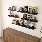 BGMG Wood Floating Shelves for Wall 30 inch Set of 2,Black Floating Shelves,Solid Wood Wall Mount Shelves for Bathroom Living Room Bedroom Kitchen Farmhouse -30x 6.7 x1.25 inch