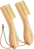 BFWood 2PCS Laundry Stain Brush - Natural Soft Boar Bristles, Removes Tough Stains from Delicate Fabrics Like Knits, Cotton, and Linens, Gentle on Fabrics, No Damage