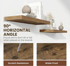 24 Inch Floating Shelves, 12 Inch Deep Floating Shelves for Wall, Floating Shelf with Invisible Brackets, Deep Shelves for Bathroom, Bedroom, Living Room, 2 Pack, Brown