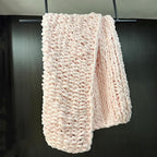 Chunky Knit Blanket Throw 40"×40", Chenille Throw Blankets, Handmade Warm & Cozy Blanket Couch Bed Home Decor, Soft Breathable Fleece Banket, Christmas for Couch Bed Sofa Best Gift (Pink)