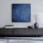 Large Framed Navy Blue Modern Abstract Wall Art for Living Room, Canvas Paintings Artwork for Walls, Minimalist Blue Art Prints Pictures for Hallway, Bedroom, Office Wall Decor -30x30 Inch