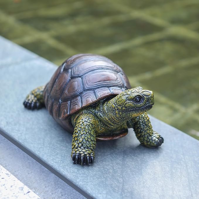 Weather-Resistant Resin Turtle Statue Decoration, Exquisite Handicraft, Artistic Simulation Animal Sculpture, Suitable for Outdoor Gardens, Courtyards, Ponds, Colorful Holiday Decoration Gifts