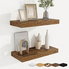 fuqing Floating Shelves for Wall, Bathroom Shelf Wall Mounted for Storage, Shelves with Invisible Bracket for Bedroom, Kitchen, Living Room, Farmhouse Small Book Shelf, 16 Inch Set of 2, Rustic Brown