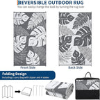 GAOMON Outdoor Rug 9x18 Waterproof Patio Rugs Reversible Outdoor Plastic Straw Rug Camping Mat, Foldable Portable RV Picnic Carpet with Bag & 4 Stakes, UV Resistant Carpet for Deck Balcony, Grey