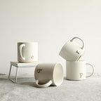 COLLECTIVE HOME - Monogram Ceramic Mugs, 15 oz Golden Initial Coffee Cups, Elegant Alphabet Tea Mugs, Elegant Personalized Mug with Gift Box, Luxurious Cups for Office and Home (e)