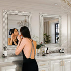 Kelly Miller 30"x40" Jeweled Bathroom Wall Mirror, Large Rectangle Mirror Decorative Mirror Luxury Vanity Mirror with Diamonds for Master Bath Half Bath Living Room Bedroom Fireplace Mantle Entryway