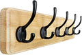 Dseap Coat Rack Wall: Patented, Heavy-Duty, 5-Double-Hooks Wooden Wall Mounted Coat Rack Coat Hanger Hook Rail for Winter Coats Hat Jacket Clothing, Light Brown