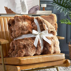 Cozy Bliss Faux Fur Throw Blanket for Couch, Fuzzy Soft Plush Thick Bubble Blanket for Sofa Bedroom Living Room, 60 * 80 Inches Tie Dye Brown